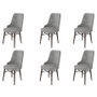 Hanah Home Juego de Sillas de Comedor Babyface Metal Madera Gris Marrón 6 Piezas 142cm